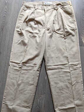 Vintage 90s Old Navy Khakis 38x34 Tan Beige Pleated Cuffed Chino Pants